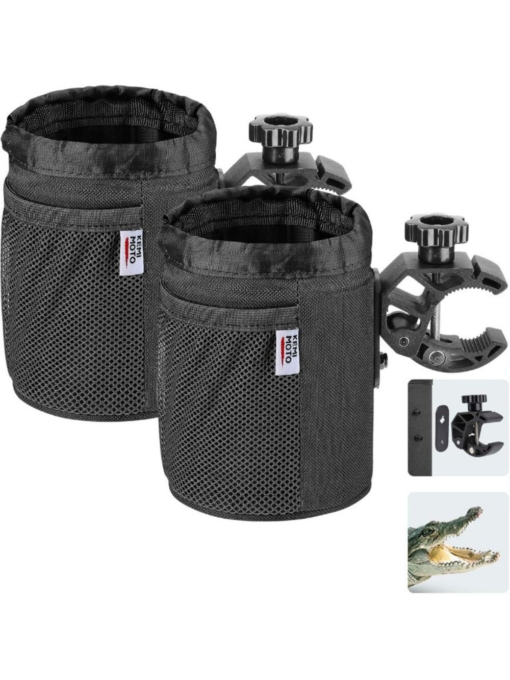 Universal Motorcycle Drink Holder - Oxford Fabric Cup Holder with Alligator